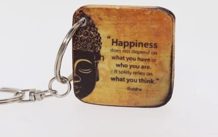 Quote sleutelhanger 3x3 cm dik Happiness