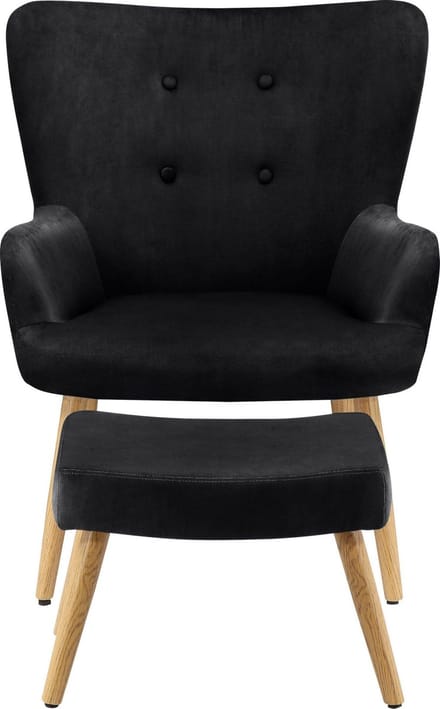 Coco-Fauteuil & Kruk - Zwart Fluweel