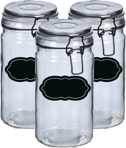 Weckpot/inmaakpot - 4x - 750 ml - glas - met beugelsluiting - incl. etiketten