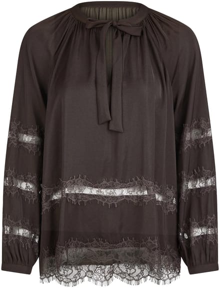 Marc Aurel • bruine blouse met kant • maat 36