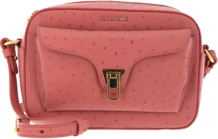 COCCINELLE Leren Schoudertas Beat Ostrich Camera Bag Camelia Roze