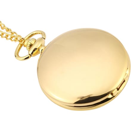 Klassiek Kwarts Analoog Glad Zakhorloge Kettinghanger met Ketting Goud beige