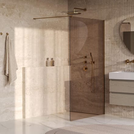Brauer Oblivion inloopdouche brons glas 120x200 incl. glascoating PVD goud geborsteld