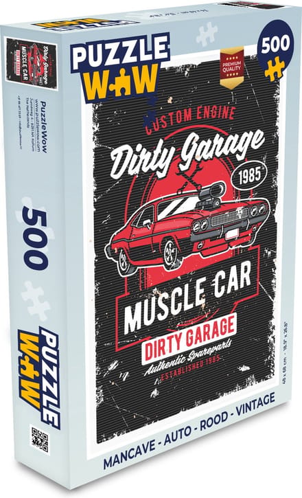Puzzel Mancave - Auto - Rood - Vintage - Legpuzzel - Puzzel 500 stukjes