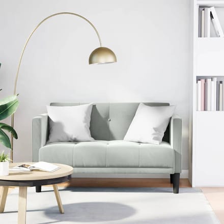vidaXL - Loveseat - bank - lichtgrijs - 111 - cm - fluweel