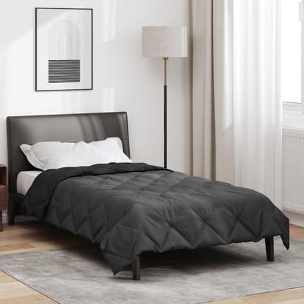 vidaXL Vol jaar dekbed Zwart en Anthraciet 135 x 220 cm Microfiber