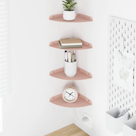 vidaXL - Hoek - Plank - 4 - st - Roze - 18 - x - 18 - x - 2 - cm