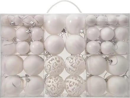 Nivard Kerstballen - Kerstversiering - Plastic - Wit - Kerstballenset - 100 stuks