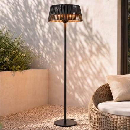 Lucande Pyravo staande terrasverwarmer, zwart, 200 cm, aluminium, IP44