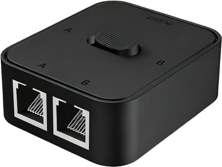 QUOVO® Internet Splitter - Internetkabel - Netwerk Switch - Zwart - 10cm x 5cm x 1cm