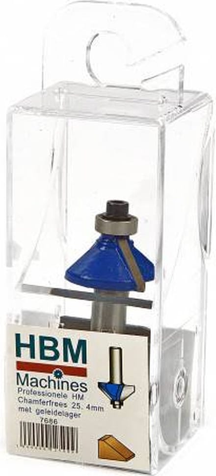 Professionele HM Afkantfrees 25,4 mm. Met Geleidelager