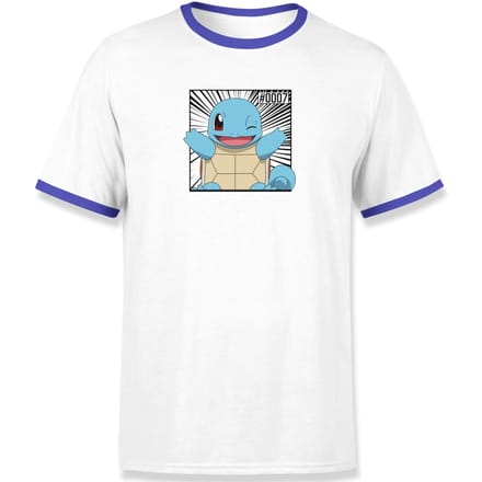 Pokémon Pokédex Squirtle #0007 Men's Ringer T-Shirt - White/Navy - S
