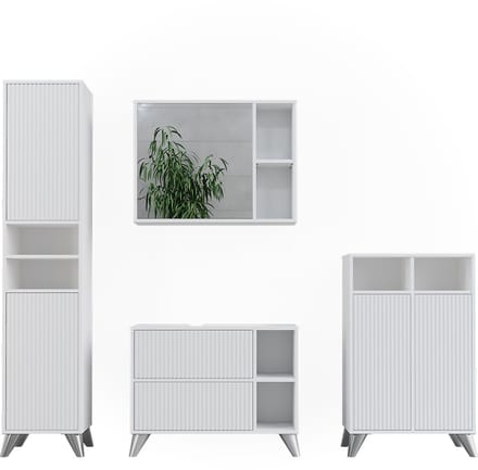 Vicco Badkamermeubelset Leano, Wit, 4-delig