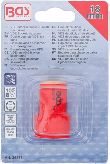 BGS VDE dopsleutel, zeskant - 3/8 - 18 mm
