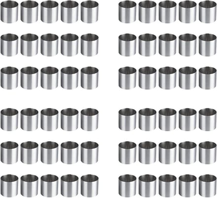 Mousse Ringen - Bakvormen Gebak - Taart Decoreren - Roestvrij Staal - 60 Stuks - Zilver