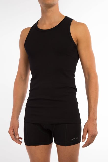 Claesen's® - Singlet 2 pack Black Rib Cotton/LycraCL 1333-Black-M