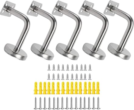 5 stuks roestvrijstalen leuningdragers voor wandbevestiging – 60 x 80 mm