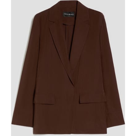blazer in mix van linnen vrouw chocolade