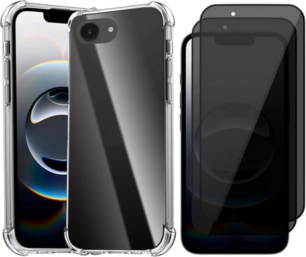 Hoesje geschikt voor iPhone 16e - 2x Privacy Screenprotector Volledig Dekkend Glas - Shockproof Transparant
