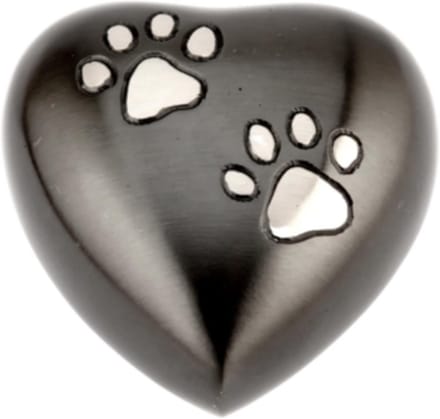 Hartvormige Herinneringsurne voor Huisdieren, Zwart Tin-Look, 7.5 cm