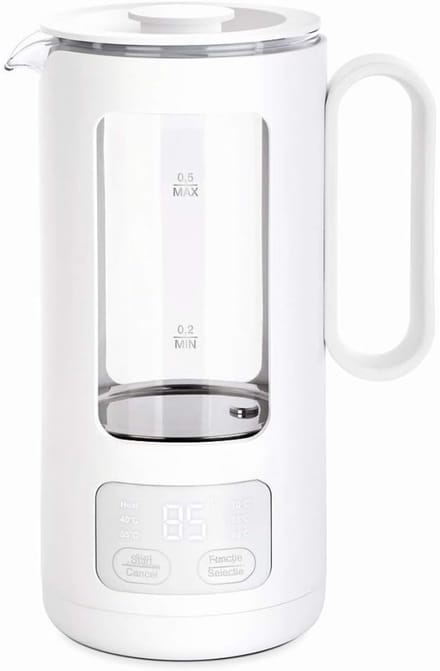 QORA® Waterkoker glas - Waterkoker - Wit - 15 cm x 13 cm x 21 cm