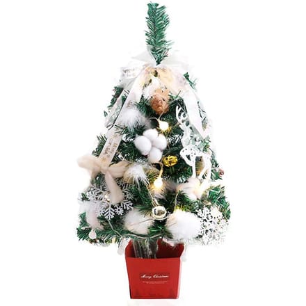 Inches Mini Kerstbomen Batterij-aangedreven Kunstmatige Prelit Tafelblad Kerstboom met String With String Light wit