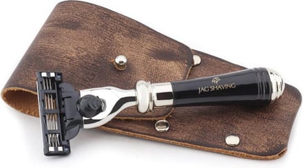 Beste kwaliteit 3 Rand Scheer Scheermes mit Zwart Hars Handvat (Safety Razor)