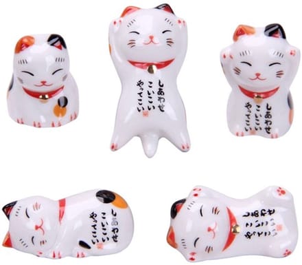 Allecto - Lucky Cat Eetstokjes Houder - Schattige Keramische