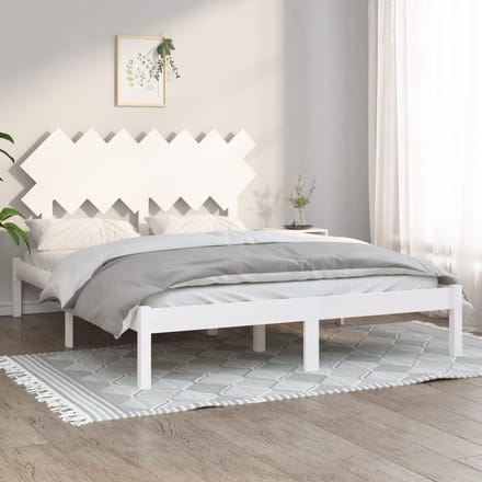 vidaXL - Bedframe - massief - hout - wit - 140x190 - cm