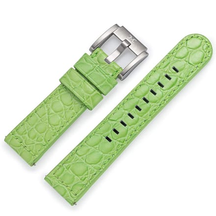 Kalfslederen Horlogebandje met Alligator Structuur Lichtgroen 22mm