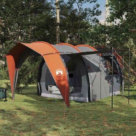 vidaXL - Tunneltent - 4-persoons - Grijs - en - Oranje