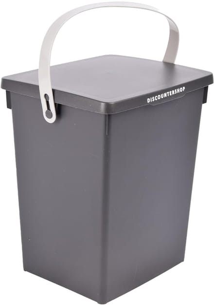 Prullenbak met Deksel - Afvalbak Vuilnisemmer - Afval Beheer - Compact & Draagbaar - 5 Liter Inhoud - Antraciet Grijs