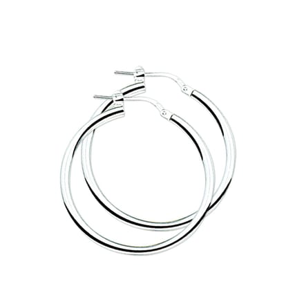 Glams oorringen ronde buis - 30 mm - Zilver