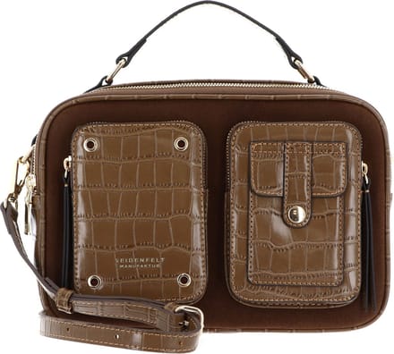 SEIDENFELT MANUFAKTUR Schoudertas Handtas Little Case Croco Print Olive / Gold Bruine