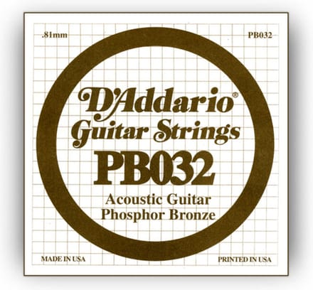 D'Addario PB032 Phosphor Bronze enkele snaar - Enkele snaar voor gitaar