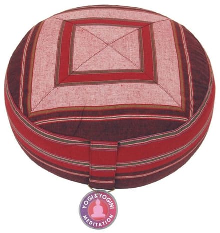 Meditatiekussen rond patroon rood – Yogi & Yogini