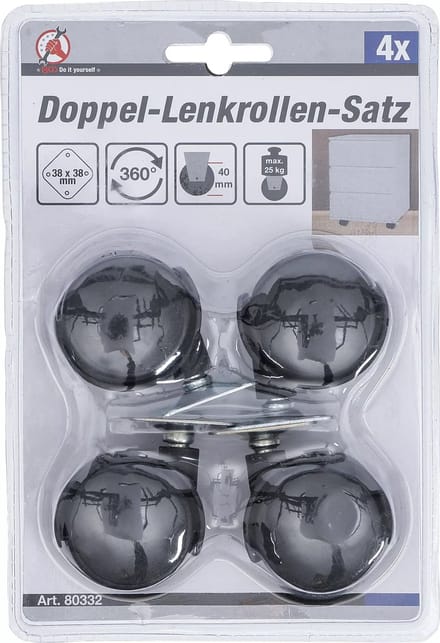 BGS Dubbele zwenkwielenset - Ø 40 mm - 4 delig