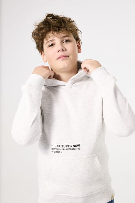 GARCIA Jongens Text print Sweater Gray Long mouw