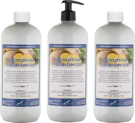 Bodylotion Fresh Ginger 1 Liter - met gratis pomp - set van 3 stuks