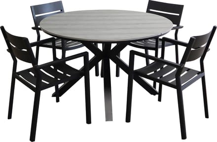 Tuinset Delia/Cyprus | 4 personen | Rond 120 cm | Wicker | Aluminium & polywood