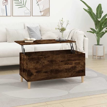 vidaXL - Salontafel - 90x44,5x45 - cm - bewerkt - hout - gerookt - eikenkleurig