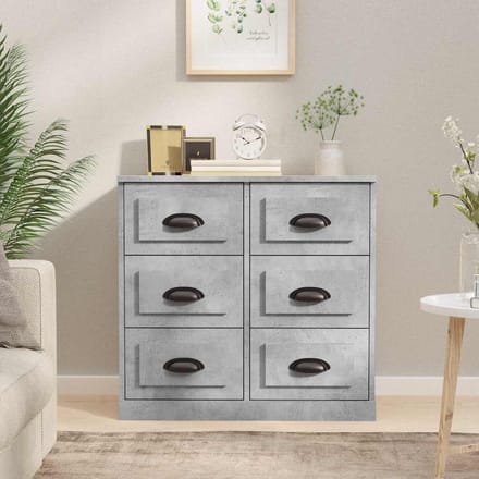 vidaXL - Dressoir - 70x35,5x67,5 - cm - bewerkt - hout - betongrijs