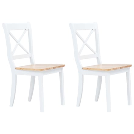 vidaXL - Eetkamerstoelen - 2 - st - massief - rubberwood - naturel - en - wit