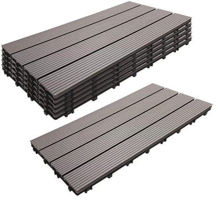 WPC tegels - set van 6 - 60x30 cm - houtlook - 1,1 m² - grijs