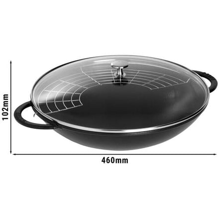 STAUB SPECIALITIES - Wok met glazen deksel - Ø 370mm - Gietijzer - Zwart
