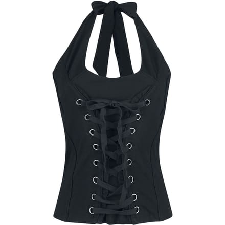 Black Premium by EMP Zwarte haltertop met vetersluiting - Dames - M