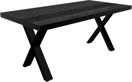 Eettafel Xavier rechthoekig 200cm zwart duurzaam mangohout langwerpig eetkamertafel hout