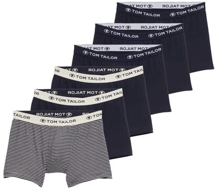 Tom Tailor - Korte boxershorts in een pak van 6 - Maat S/4 - blue-dark-horizontal stripe