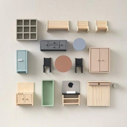 Petite Amélie Poppenhuis meubels - Vanaf 3 jaar - Set van 16 - Hout