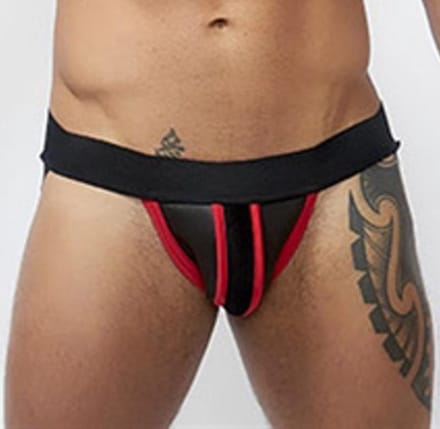 Mister b neoprene jockstrap black red small